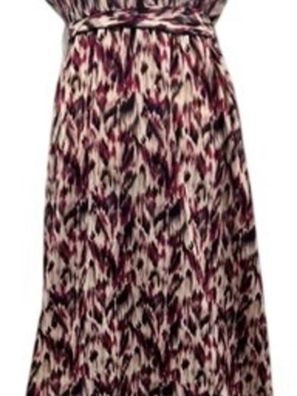 Womens Abstract Ikat High-Low Wrap Maxi Dress